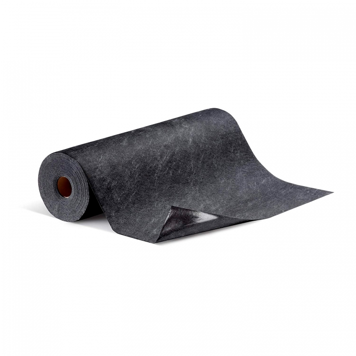TAPETE ABSORBENTE NEW PIG DE POLIPROPILENO NEGRO PPISO CON ADHESIVO DE 36 IN X 100 FT (91 CM X 30 M)  image number null