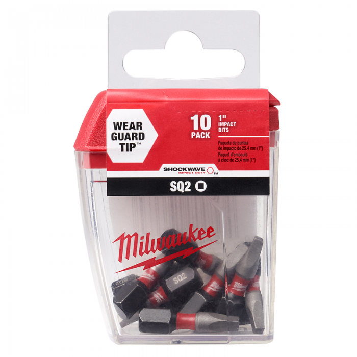 PUNTA MILWAUKEE 48324607 CUADRADA N 2 X 1IN TIC TAC 10 POR PAQUETE  image number null