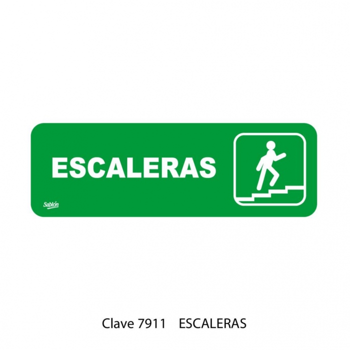 SENAL SABLON 7911 ESCALERAS 23X7.5 FOSFORESCENTE NEGRO IMPRESO BLANCO  image number null