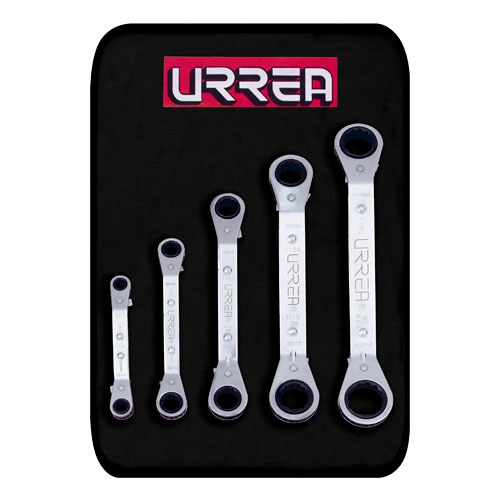 JUEGO URREA 1180A DE 5 LLAVES DE ESTR&Iacute;AS DE MATRACA ACODADAS EN PULGADAS  image number null