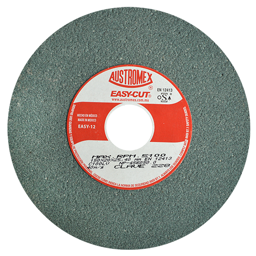 RUEDA AUSTROMEX 228 VITRIFICADA PARA ESMERILADO DE CARBURO DE TUNGSTENO EASYCUT TIPO R.T. 1 DIMENSION 150X20X25.4 ESPECIFICACION C100V228  image number null
