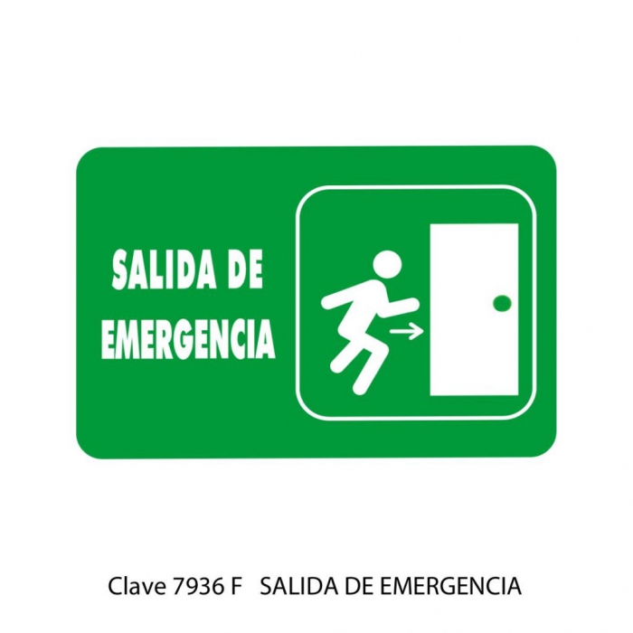 SENAL SABLON 7936F SALIDA DE EMERGENCIA 22.8X15.2 VERDE IMPRESO BLANCO  image number null
