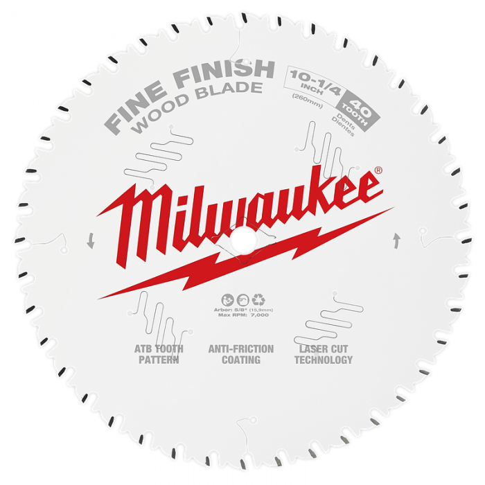 HOJAS DE CORTE MILWAUKEE 48401040 DE MADERA PARA SIERRA CIRCULAR 40T 1014IN  image number null