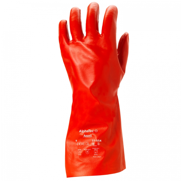 GUANTE ANSELL PVA POLIVINIL ROJO RESISTENTE QUIMICOS DE 14 IN T10  image number null