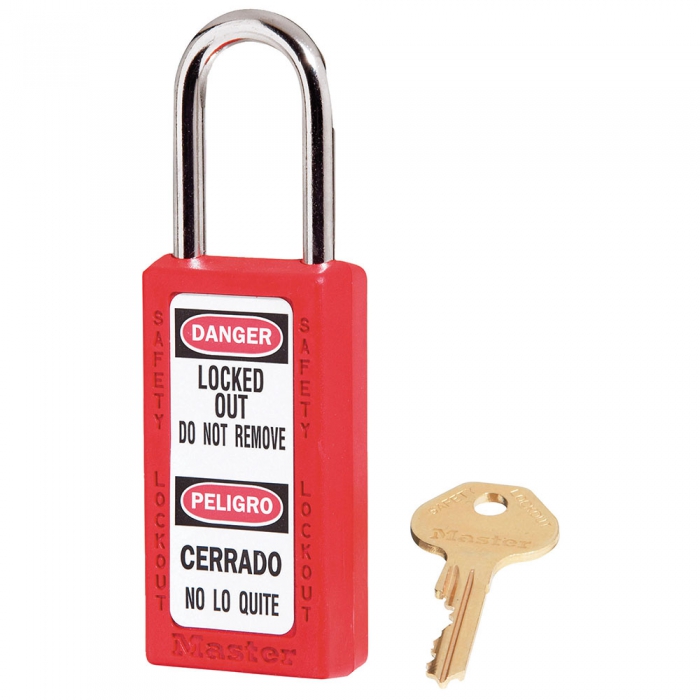 CANDADO MASTER LOCK TERMOPLASTICO ROJO DE 6 PASADORES ARCO 38 MM LLAVE DIFERENTE  image number null