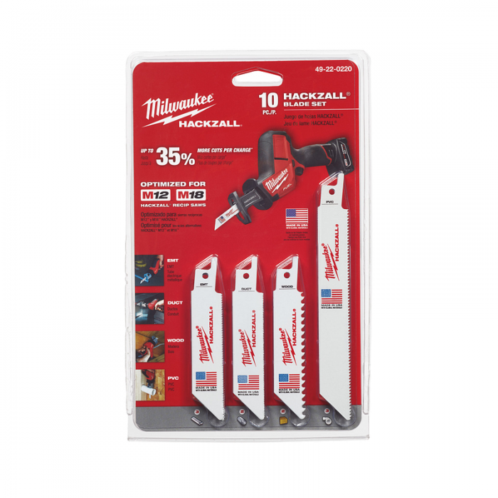 SEGUETA MILWAUKEE 49220220 HACKZALL MULTITOOL KIT DE 10 PIEZAS  image number null