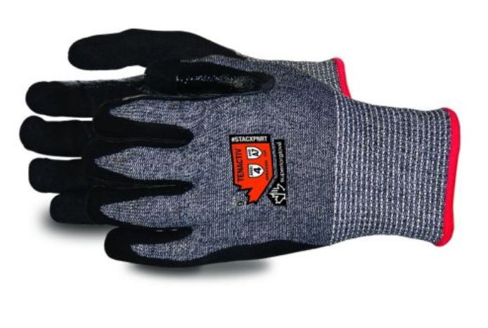 GUANTE SUPERIOR GLOVE TENACTIV DE HPPE/ACERO RECUBRIMIENTO DE NITRILO MICROPOROSO C/PULGAR REFORZADO GRIS/NEGRO T-9  image number null