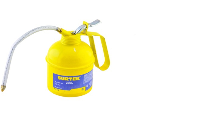 ACEITERA SURTEK 137213 FLEXIBLE DE ACERO AMARILLO DE 10 OZ C/BOMBA  image number null
