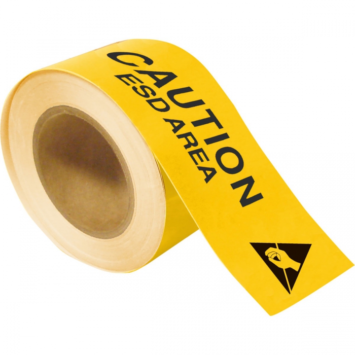 CINTA BRADY TOUGHSTRIPE DE POLIÉSTER LAMINADO AMARILLO CLEYENDA CAUTION ESD AREA PPISO ROLLO DE 3 IN X 100 FT  image number null
