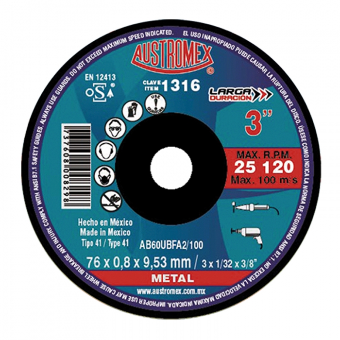 Disco Austromex 1316 de Corte76x0.8x9.53 Mm Tipo 41 Ab60ubfa2100  image number null