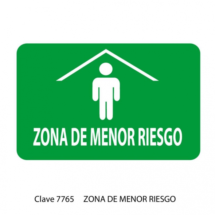 SENAL SABLON 7765 ZONA DE MENOR RIESGO 35X24 FOSFORE VERDE IMPRESO BLANCO  image number null