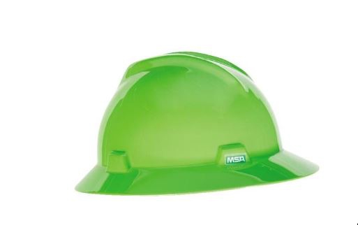CASCO ALA COMPLETA MSA V GARD DE POLIETILENO VERDE LIMA 4 PUNTOS SUSPENSION FAS TRAC  image number null