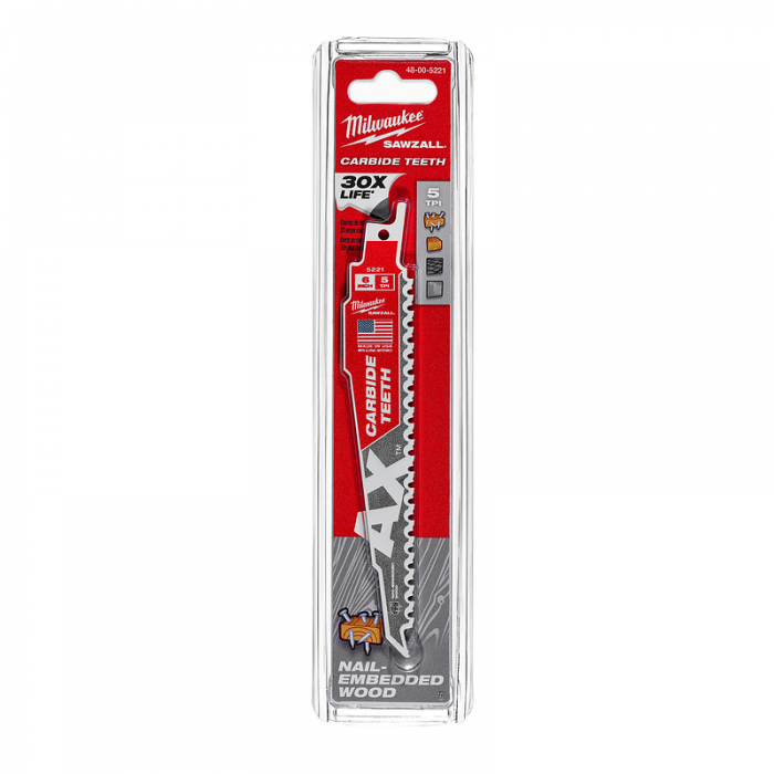 HOJAS DE CARBURO MILWAUKEE 48005221 SAWZALL TORCH 6IN  image number null