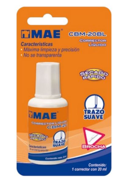 CORRECTOR MAE CBM20BL LIQUIDO CON BROCHA BOTE DE 20 ML CON 1 PIEZA  image number null