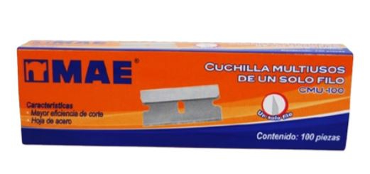 CUCHILLAS MAE CMU100 MULTIUSOS DE UN SOLO FILO CAJA CON 100 PZAS  image number null