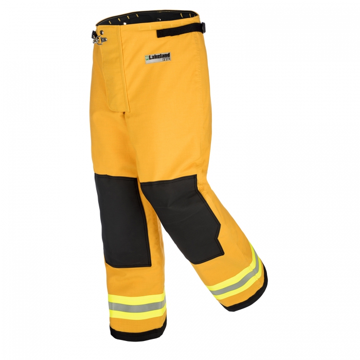 PANTALON DE BOMBERO LAKELAND A10 ATTACK NOMEX AMARILLO 7.5 OZ BARRERA STEDAIR 3000 FORRO Q-8 C/CINTA REFLEJANTE LIMA/PLATA/LIMA T-M  image number null