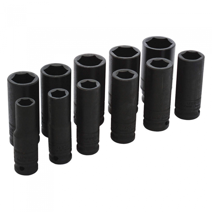 JUEGO DE 11 DADOS URREA 73112 DE IMPACTO NEGROS LARGOS DE 12 IN  image number null