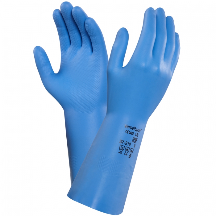 GUANTE ANSELL VERSATOUCH REUTILIZABLES DE NITRILO AZUL 8 ML 13 IN PUÑO RECTO T9  image number null