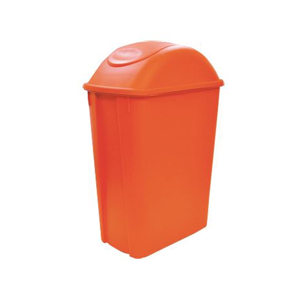 CESTO SABLON 8751NA DE POLIPROPILENO NARANJA C/TAPA BALANCIN LATERAL CAPACIDAD DE 42 L  image number null