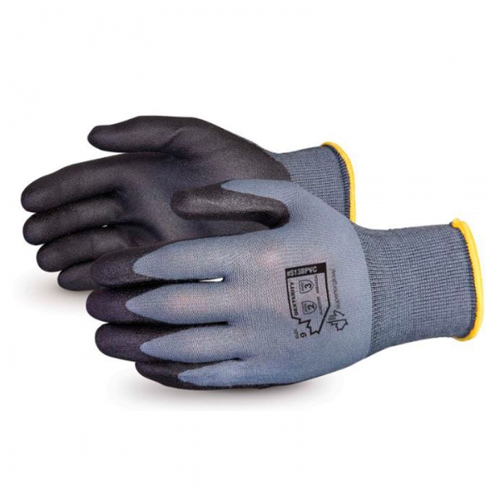 GUANTE SUPERIOR GLOVE DE NYLON GRISNEGRO CRECUBRIMIENTO ESPUMADO DE PVC T8  image number null