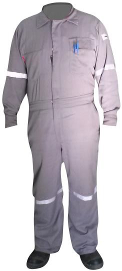 OVEROL LAKELAND DH GRIS DE 6.5 OZ CATEGORIA 2 ATPV DE 8.9 CAL/CM2 C/CINTAS REFLEJANTES Y CIERRE DE PLASTICO T-M  image number null