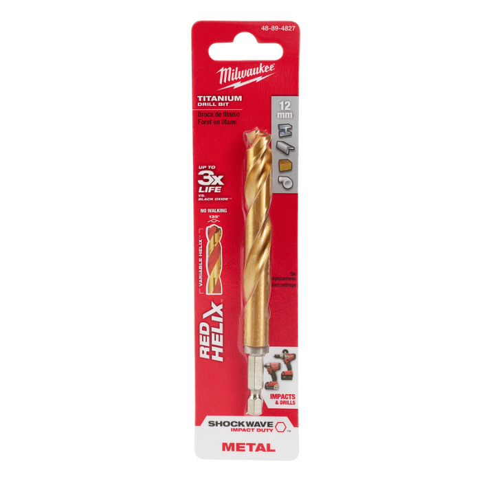 BROCA MILWAUKEE 48894827 METRICAS DE TITANIO SHOCKWAVE RED HELIX 12MM  image number null