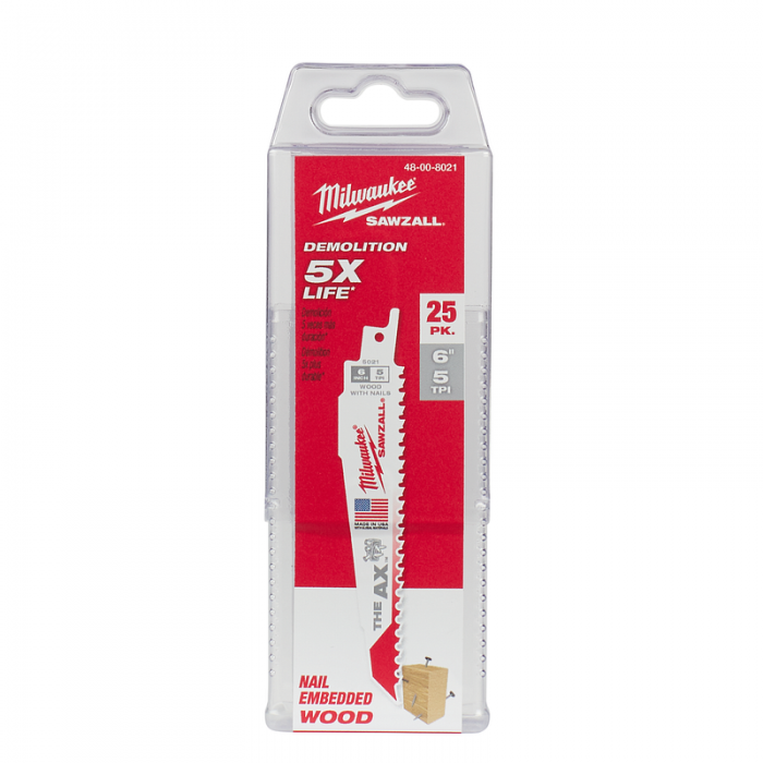 HOJAS PARA SIERRA MILWAUKEE 48008021 THE AXDPP 5 LARGO 6IN 25PAQUETE  image number null
