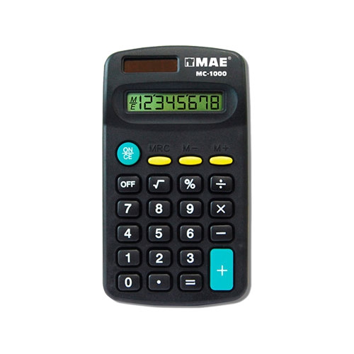 Calculadora Mae Mc1000de Plastico Negro SolarBateria Cap 8 Digitos  image number null