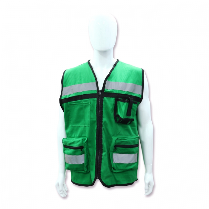 Chaleco Vallen Tipo Rescatista Verde CCinta Reflejante C4 Bolsas Al Frente Cerrado de los Costados TL  image number null