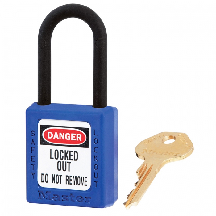 CANDADO MASTER LOCK DIELECTRICO DE TERMOPLASTICO AZUL 6 PERNOS ALTURA ARCO 38 MM CLLAVE DIFERENTE  image number null