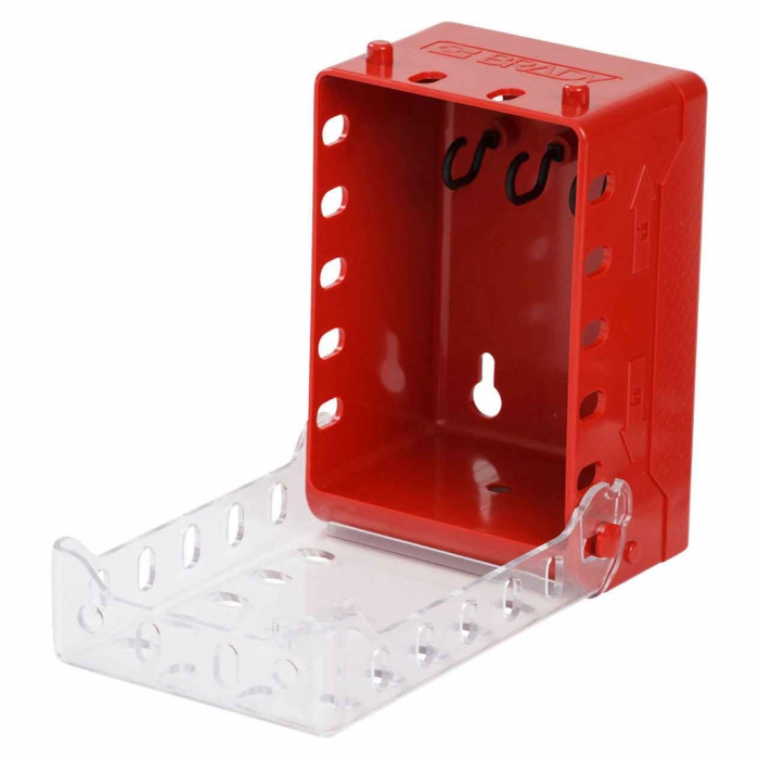 CAJA P/CANDADOS BRADY ULTRA COMPACTA DE PLASTICO ROJO/TRANSPARENTE  image number null