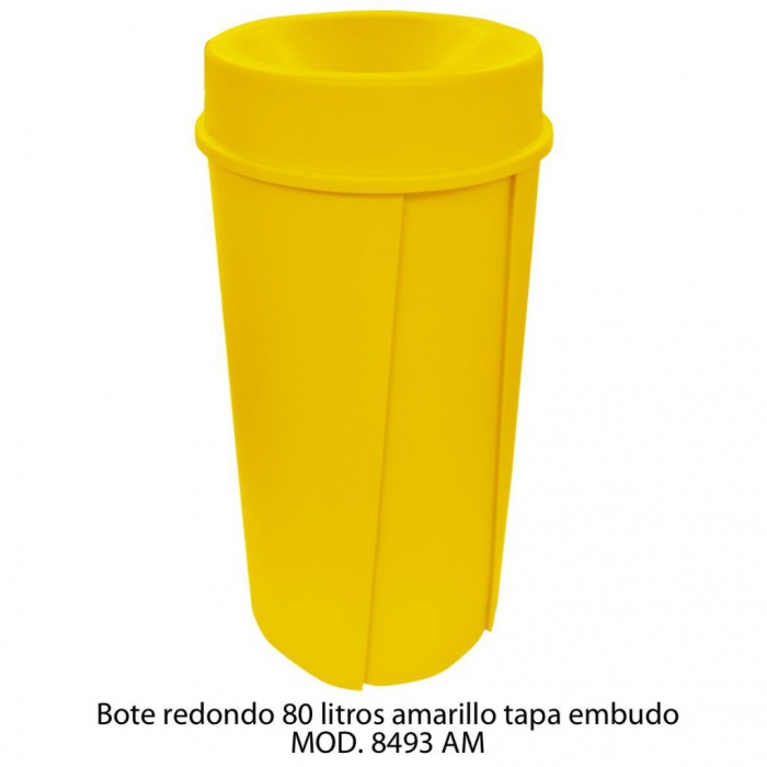 BOTE SABLON 8493AM REDONDO 80L TAPA EMBUDO AMARILLO  image number null