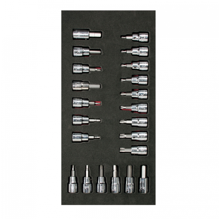 JUEGO URREA CH108 DE DADOS CON PUNTA TORX HEXAGONALES SAE Y M&Eacute;TRICOS CUADRO 38 IN 22 PZS  image number null