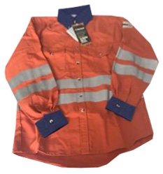 CAMISA LAKELAND TELA DH NARANJA PROTECCION DUAL CONTRA FUEGO Y ARCO ELECTRICO CATEGORIA 2 ATPV 8.9 CAL/CM2 C/CUELLO Y PUNOS T-L  image number null
