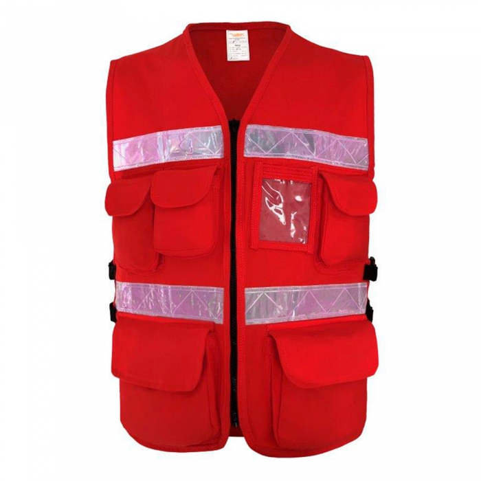 CHALECO VALLEN TIPO RESCATISTA 100% ALGODON ROJO 7 BOLSAS T-M  image number null