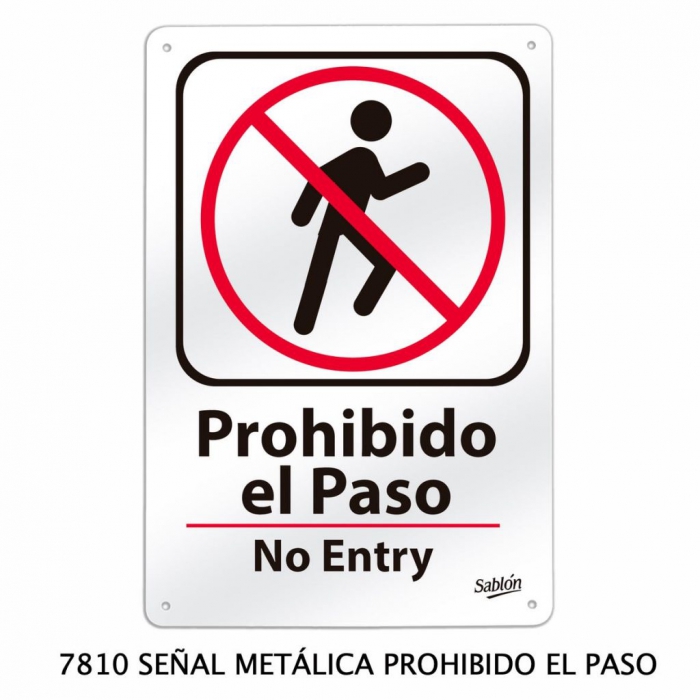 SENAL SABLON 7810 MET PROHIBIDO EL PASO 35X24 BLANCO  ROJO  NEGRO  image number null