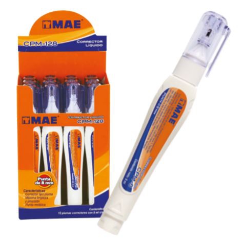 CORRECTOR MAE CPM128 TIPO PLUMA DE 8 ML CAJA CON 12 PZAS  image number null