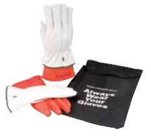KIT DE GUANTES ENCON DIELECTRICOS CLASE 00 CGUANTE DE CAUCHO NARANJA Y GUANTE PROTECTOR DE PIEL T9  image number null