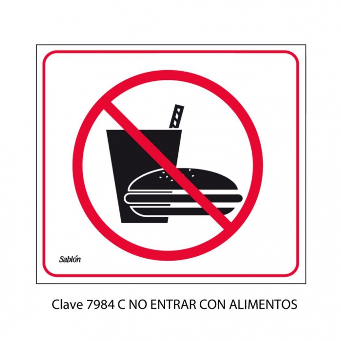 SENAL SABLON 7984C VINIL 13X15 NO ALIMENTOS BLANCO IMPRESO ROJO  NEGRO  image number null