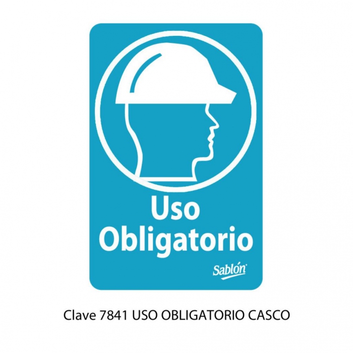 SENAL SABLON 7841 USO OBLIG CASCO 22.8X15.2 AZUL IMPRESO BLANCO  image number null