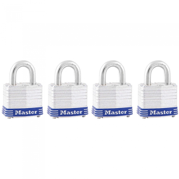 CANDADO MASTER LOCK DE ACERO LAMINADO DE 1916 IN DE ANCHO LLAVES IGUALES C4 PZAS  image number null