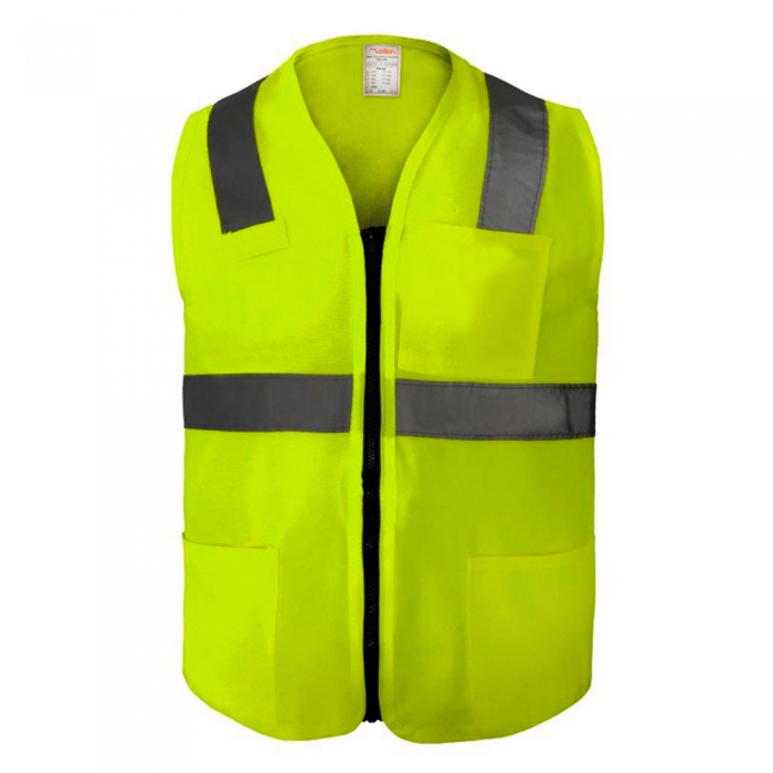 Chaleco Vallen HiVis Tipo Brigadista Amarillo CCinta Reflejante C 3 Bolsas Al Frente TM  image number null