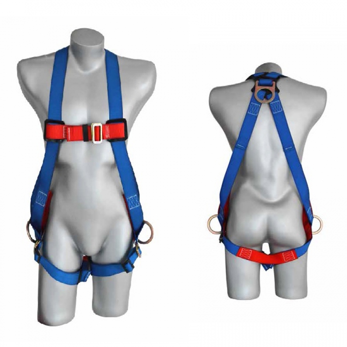 ARNES PROTECTA CONTRATISTA DE POLIESTER AZUL CUERPO COMPLETO EN H CARGOLLA DORSAL Y EN CADERAS HEBILLAS DE AJUSTE DE TRASLAPE PECHO Y PIERNAS  image number null