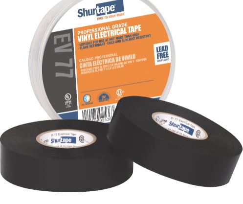 CINTA DE AISLAR SHURTAPE EV 077B NEGRO 19 MM X 20 M CAJA DE 100 ROLLOS  image number null
