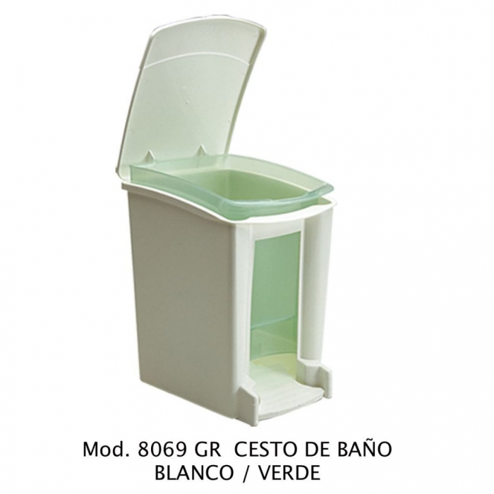 CESTO SABLON 8069VD DE BANO BLANCO  CUBETA VERDE  image number null