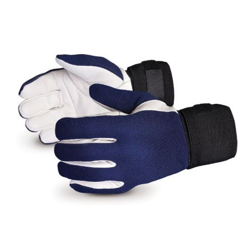 GUANTE SUPERIOR GLOVE DE NYLON AZUL/BLANCO ANTIVIBRACION VIBRASTOP MUNEQUERA ACOLCHADA T-M  image number null