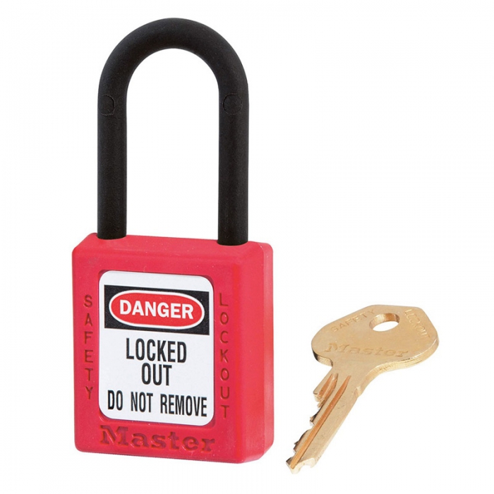 CANDADO MASTER LOCK DIELECTRICO DE TERMOPLASTICO ROJO 6 PERNOS ALTURA ARCO 38 MMCLLAVE DIFERENTE  image number null