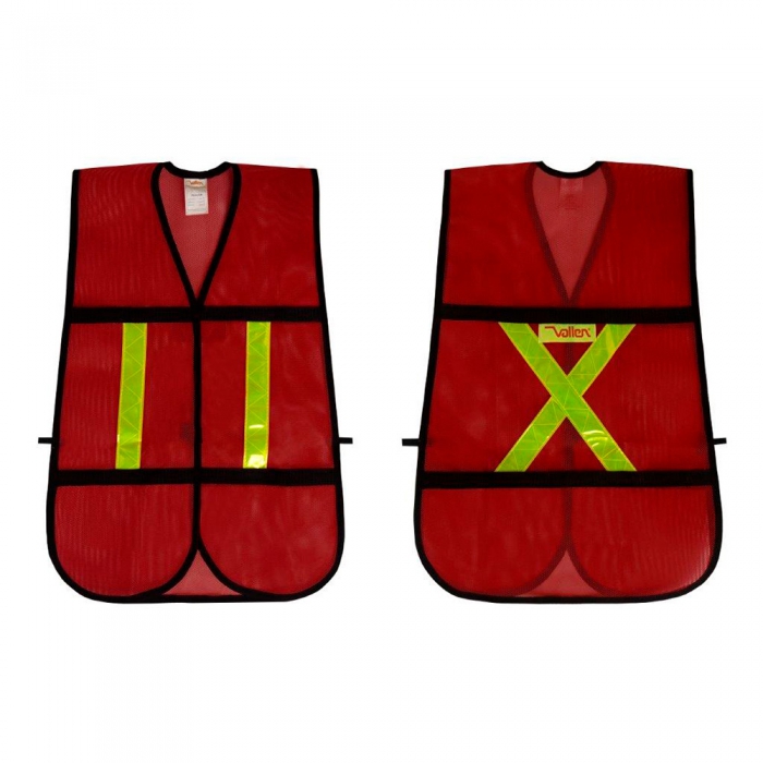 Chaleco de Malla Vallen Rojo CCinta Reflejante Pvc Amarillo Limon Unitalla  image number null