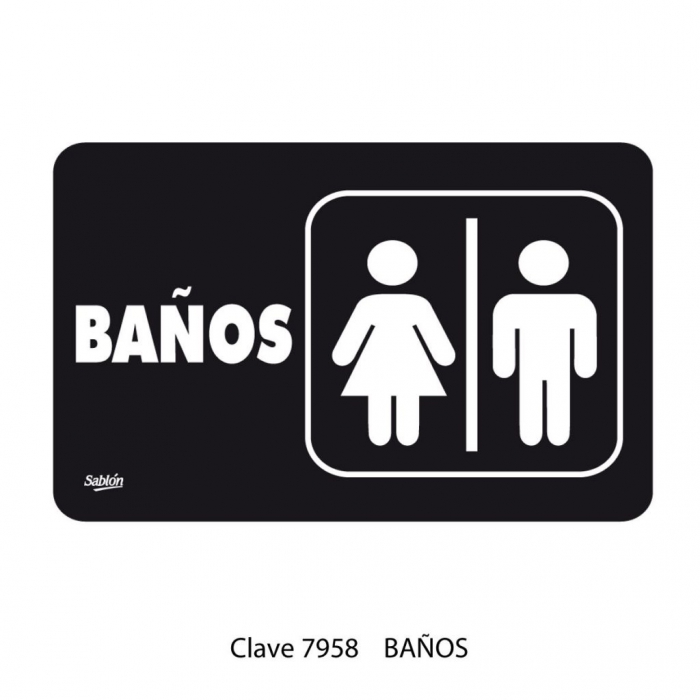 SENAL SABLON 7958 BA&Ntilde;OS 35X24 NEGRO IMPRESO BLANCO  image number null