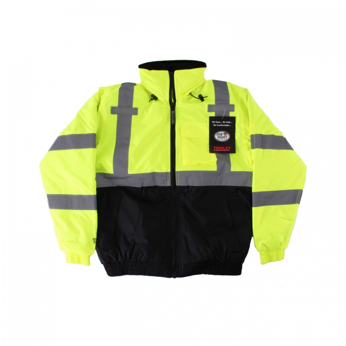 CHAMARRA TINGLEY BOMBER II IMPERMEABLE DE PUPOLIESTER AMARILLO NYLON NEGRO CCINTA REFLEJANTE PLATA DE 2 IN TM  image number null